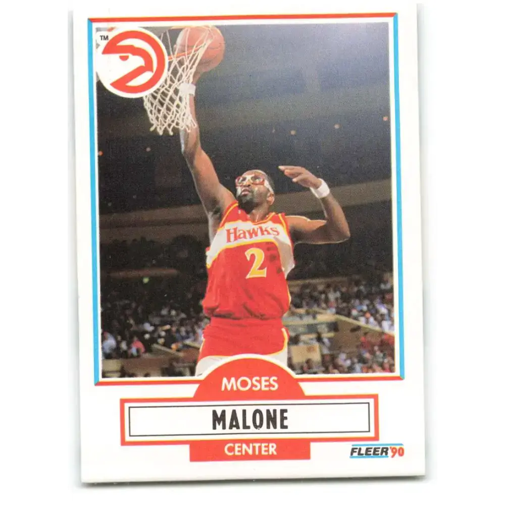 1990-91 Fleer #3 Moses Malone EX Excellent Atlanta Hawks Basketball Card - Basketball Card Single