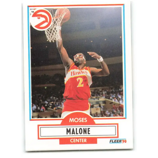 1990-91 Fleer #3 Moses Malone EX Excellent Atlanta Hawks Basketball Card