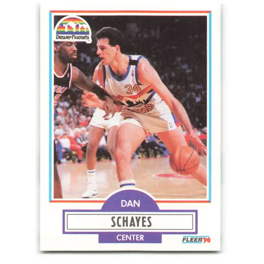 1990-91 Fleer #53 Danny Schayes EX Excellent Denver Nuggets Basketball Card