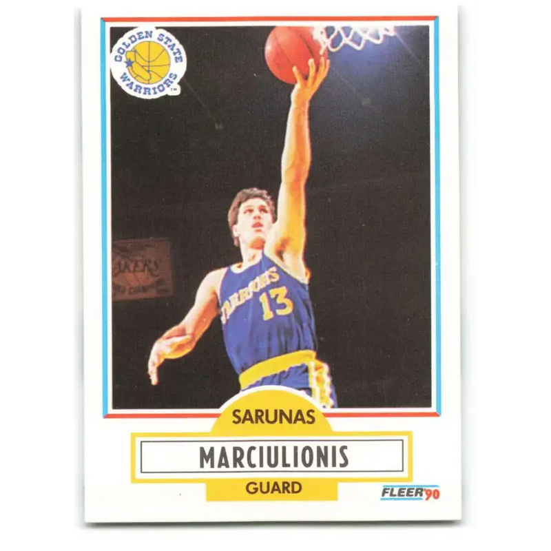 1990-91 Fleer #65 Sarunas Marciulionis EX Excellent RC Rookie Golden State Warriors Basketball Card - Basketball Card