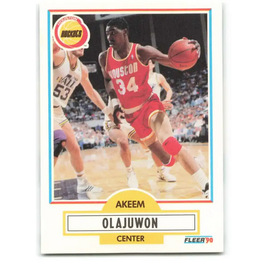 1990-91 Fleer #73 Hakeem Olajuwon EX Excellent Houston Rockets Basketball Card