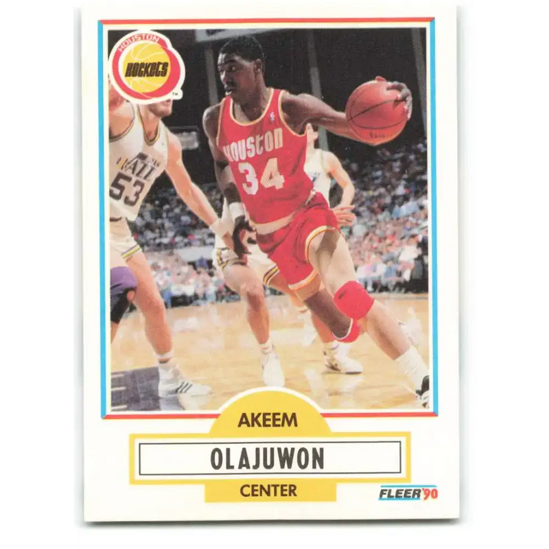 1990-91 Fleer #73 Hakeem Olajuwon EX Excellent Houston Rockets Basketball Card - Basketball Card Single
