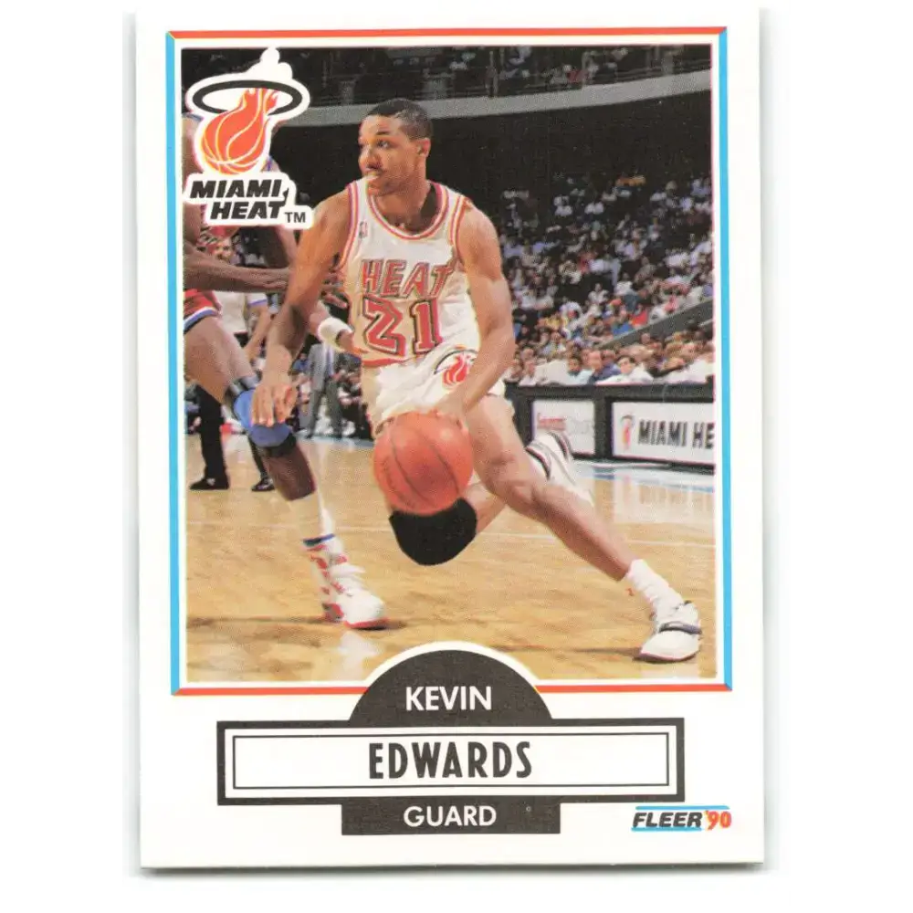 1990-91 Fleer #99 Kevin Edwards EX Excellent Miami Heat Basketball Card