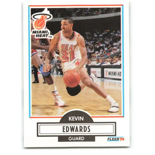 1990-91 Fleer #99 Kevin Edwards EX Excellent Miami Heat Basketball Card