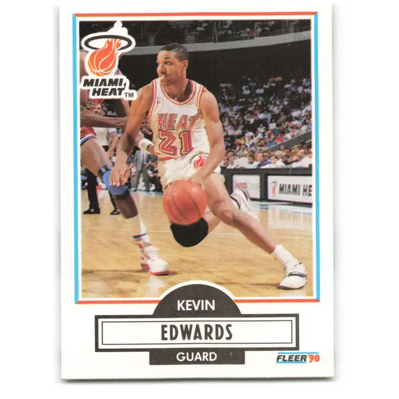1990-91 Fleer #99 Kevin Edwards EX Excellent Miami Heat Basketball Card