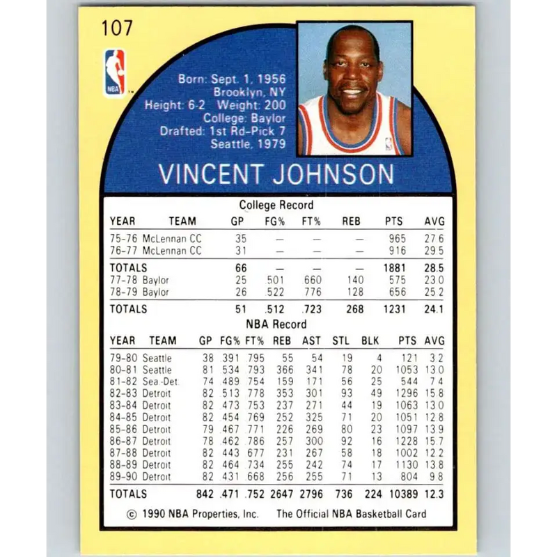 1990-91 Hoops #107 Vinnie Johnson NM-MT Detroit Pistons Basketball Card - Basketball Card Single