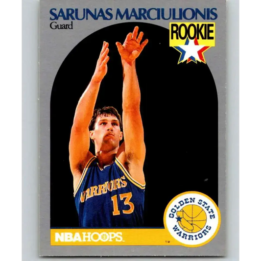 1990-91 Hoops #115 Sarunas Marciulionis NM-MT RC Rookie Golden State Warriors Basketball Card - Basketball Card Single