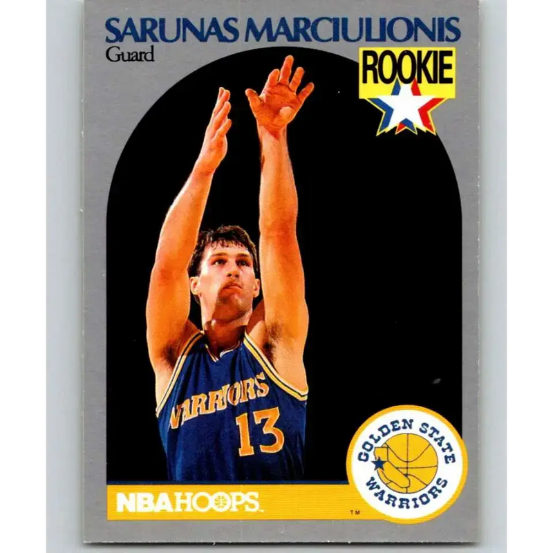 1990-91 Hoops #115 Sarunas Marciulionis NM-MT RC Rookie Golden State Warriors Basketball Card - Basketball Card Single
