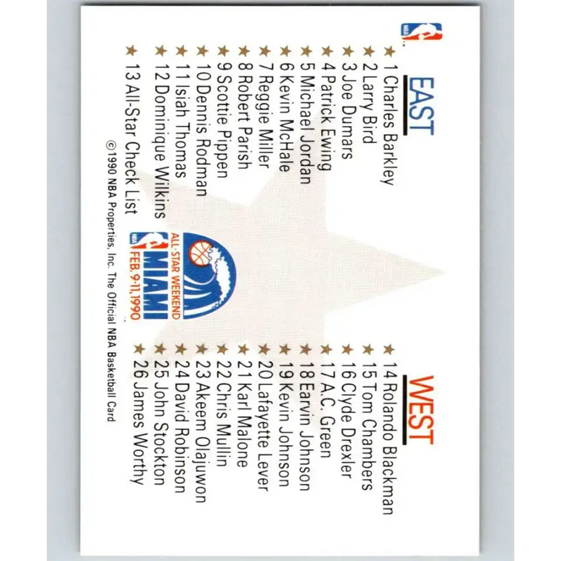 1990-91 Hoops #13a All-Star Checklist/ AS NM-MT SP Detroit Pistons/Los Angeles Lakers Basketball Card - Basketball Card