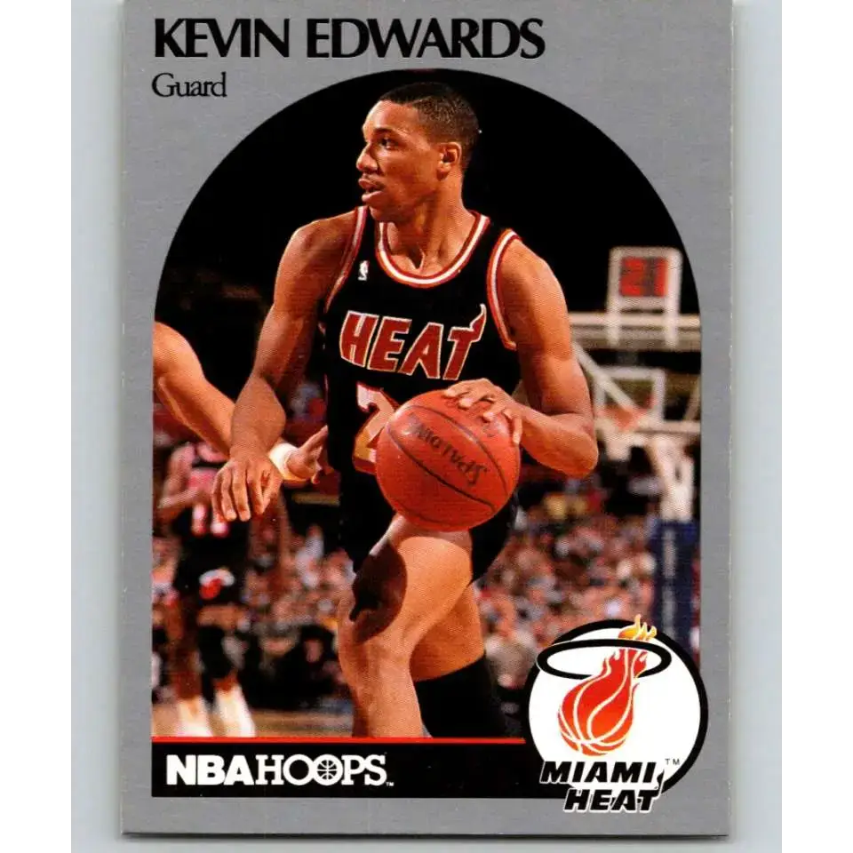1990-91 Hoops #165 Kevin Edwards NM-MT Miami Heat Basketball Card - Basketball Card Single