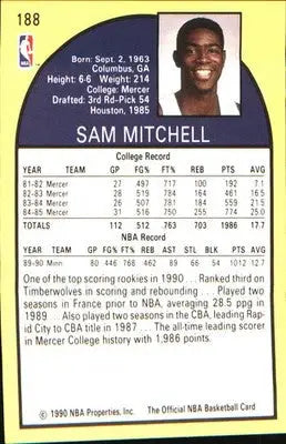 1990-91 Hoops #188 Sam Mitchell Rookie RC - Basketball Card Single
