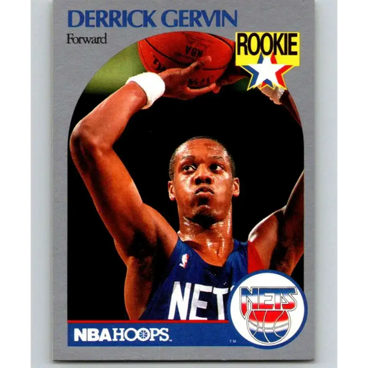 1990-91 Hoops #196 Derrick Gervin NM-MT RC Rookie New Jersey Nets Basketball Card - Basketball Card Single