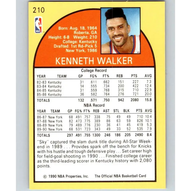1990-91 Hoops #210 Kenny Walker NM-MT New York Knicks Basketball Card - Basketball Card Single