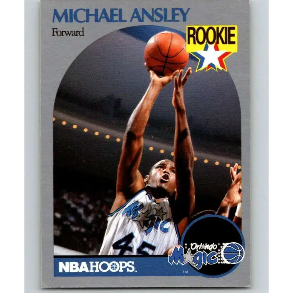 1990-91 Hoops #215 Michael Ansley UER NM-MT RC Rookie Orlando Magic Basketball Card - Basketball Card Single