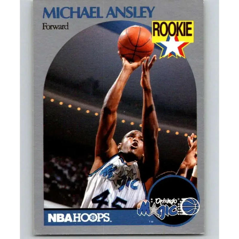 1990-91 Hoops #215 Michael Ansley UER NM-MT RC Rookie Orlando Magic Basketball Card - Basketball Card Single