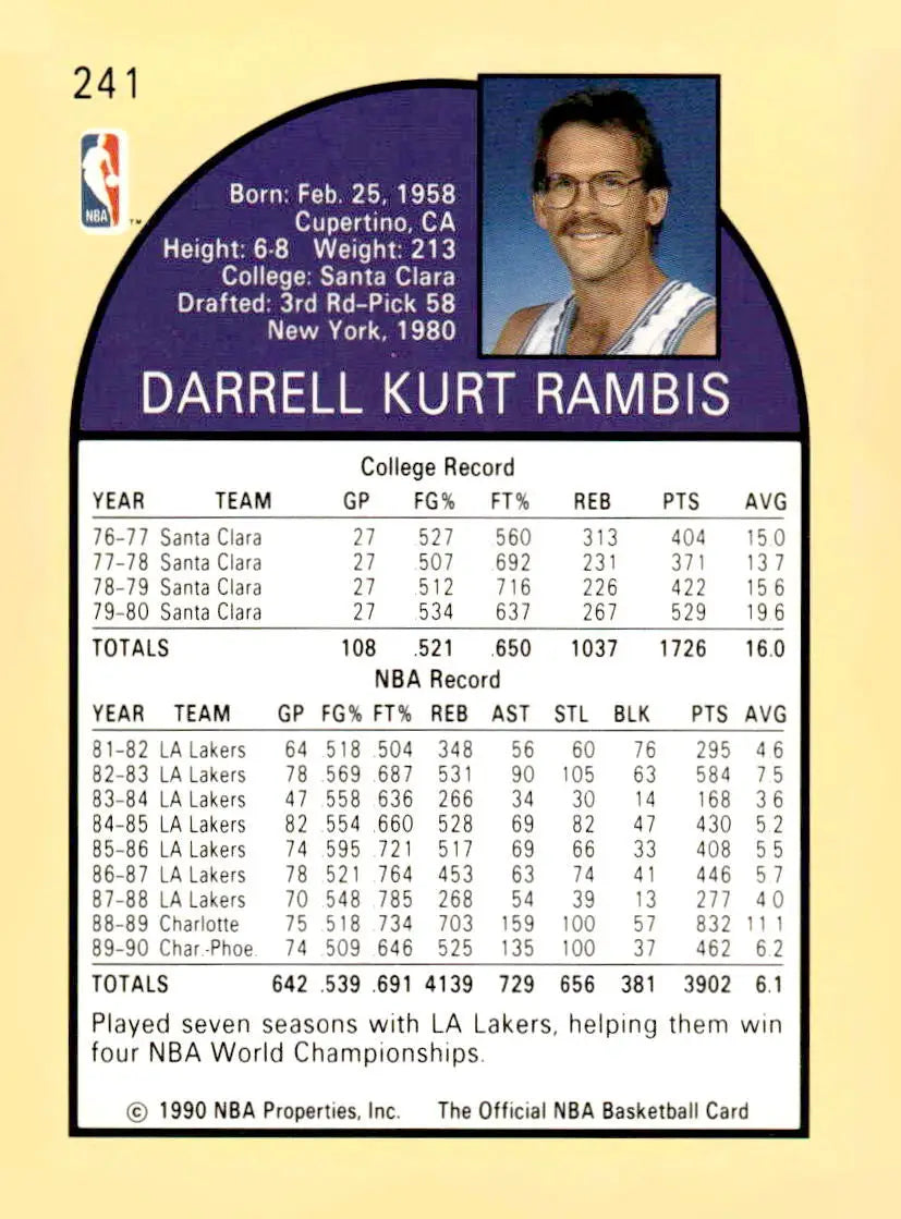 1990-91 Hoops #241 Kurt Rambis - Basketball Card Single