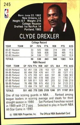 1990-91 Hoops #245 Clyde Drexler - Basketball Card Single