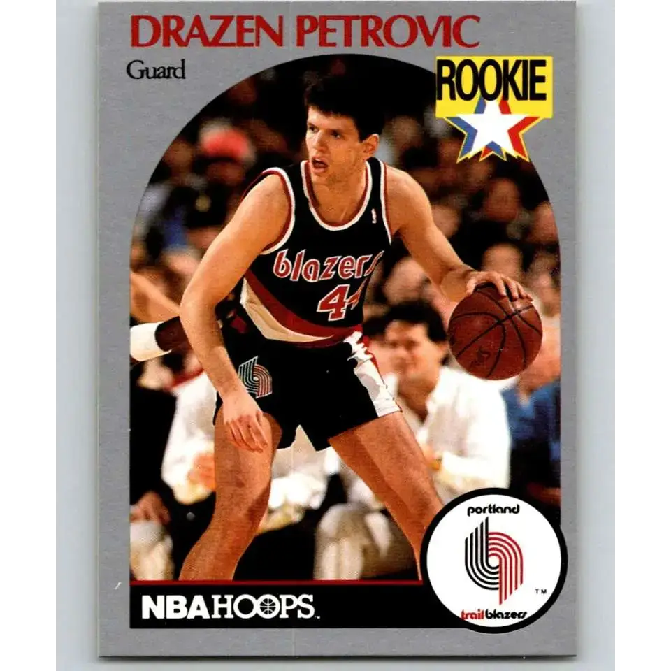 1990-91 Hoops #248 Drazen Petrovic NM-MT RC Rookie Portland Trail Blazers Basketball Card - Basketball Card Single