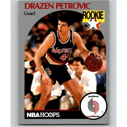 1990-91 Hoops #248 Drazen Petrovic NM-MT RC Rookie Portland Trail Blazers Basketball Card - Basketball Card Single