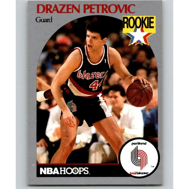 1990-91 Hoops #248 Drazen Petrovic NM-MT RC Rookie Portland Trail Blazers Basketball Card - Basketball Card Single