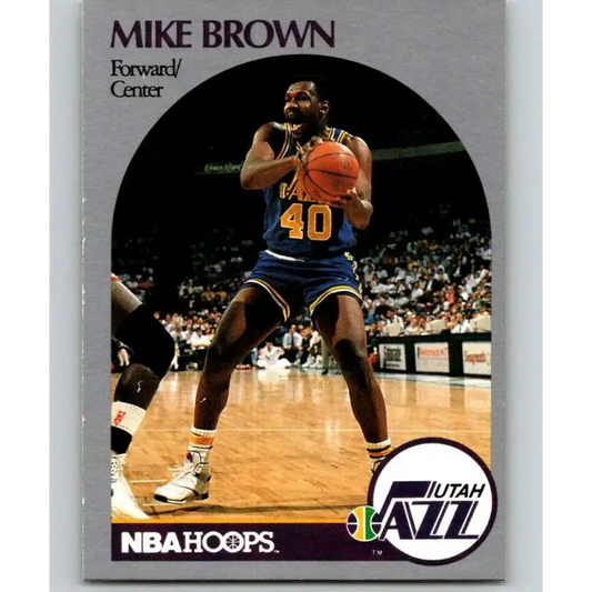 1990-91 Hoops #286 Mike Brown NM-MT Utah Jazz Basketball Card - Basketball Card Single