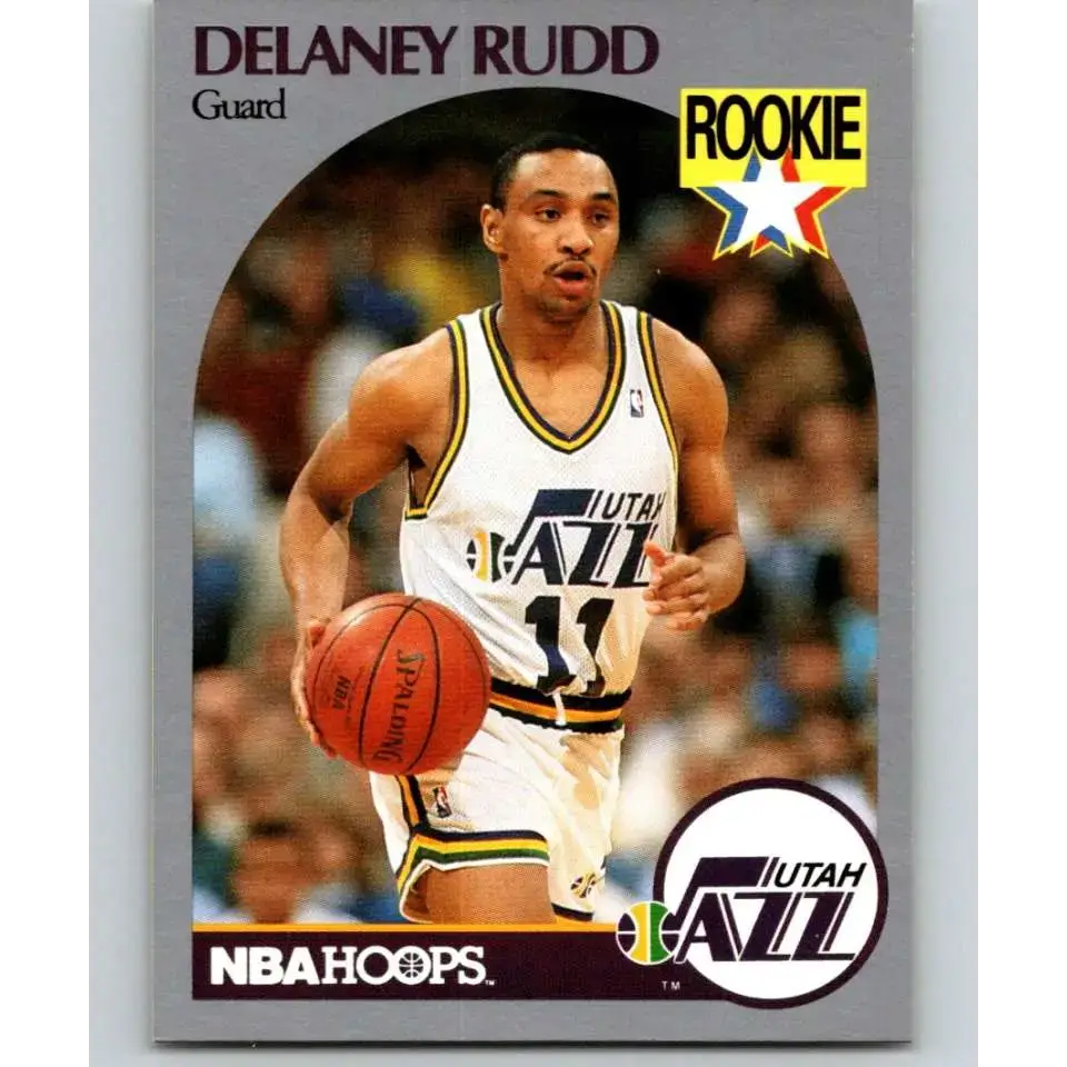 1990-91 Hoops #293 Delaney Rudd NM-MT RC Rookie Utah Jazz Basketball Card - Basketball Card Single