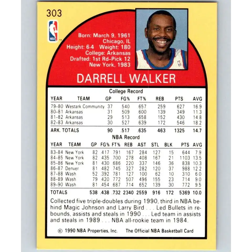 1990-91 Hoops #303 Darrell Walker NM-MT Washington Bullets Basketball Card - Basketball Card Single