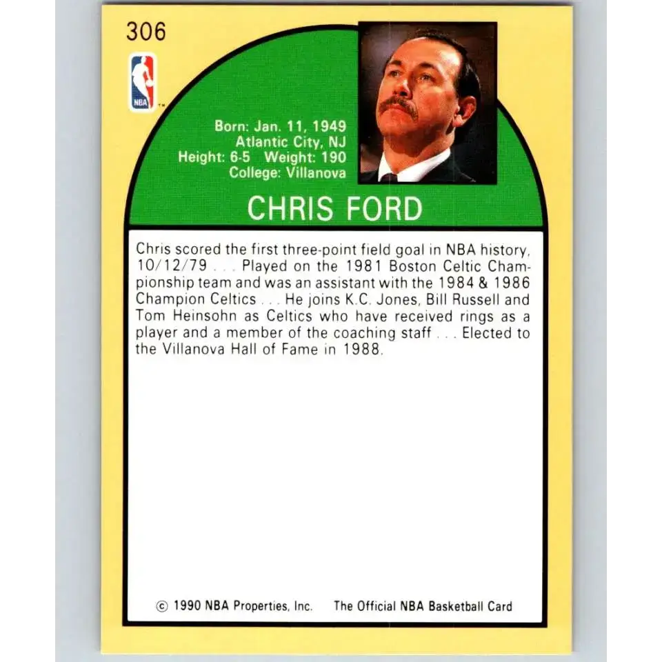 1990-91 Hoops #306 Chris Ford CO NM-MT Boston Celtics Basketball Card - Basketball Card Single