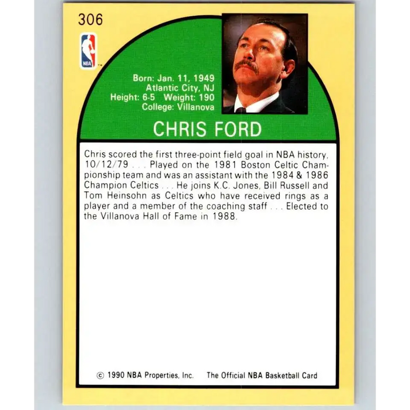 1990-91 Hoops #306 Chris Ford CO NM-MT Boston Celtics Basketball Card - Basketball Card Single