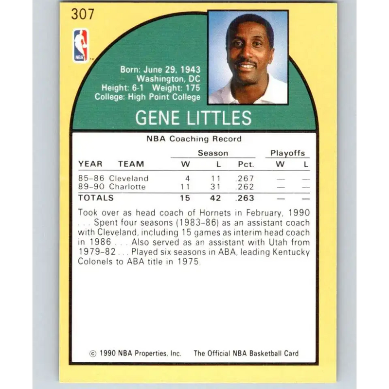 1990-91 Hoops #307 Gene Littles CO NM-MT Charlotte Hornets Basketball Card - Basketball Card Single