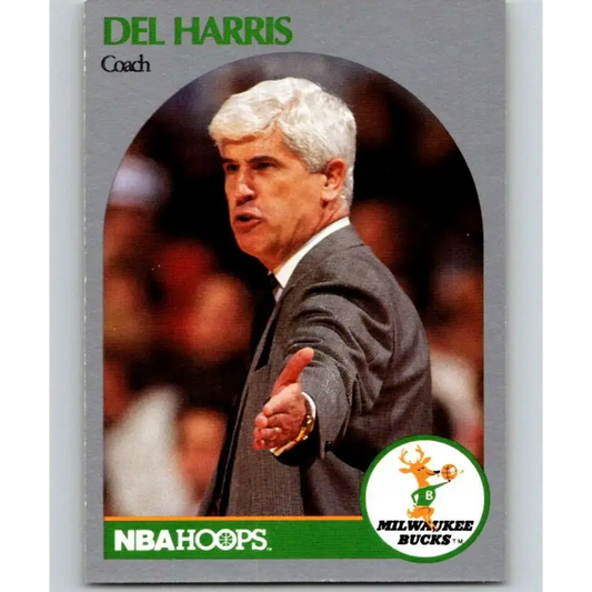 1990-91 Hoops #319 Del Harris CO NM-MT Milwaukee Bucks Basketball Card - Basketball Card Single