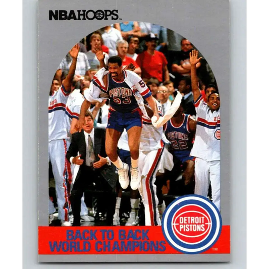 1990-91 Hoops #342 Pistons Back to Back UER NM-MT Detroit Pistons Basketball Card - Basketball Card Single