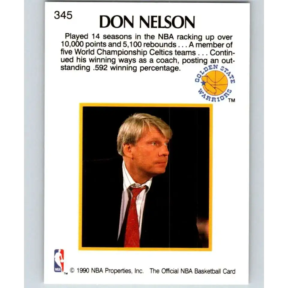 1990-91 Hoops #345 Don Nelson CO NM-MT Golden State Warriors Basketball Card - Basketball Card Single