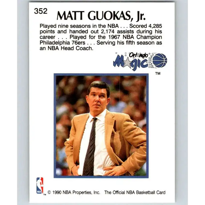 1990-91 Hoops #352 Matt Guokas CO NM-MT Orlando Magic Basketball Card - Basketball Card Single
