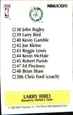 1990-91 Hoops #356 Larry Bird - Basketball Card Single
