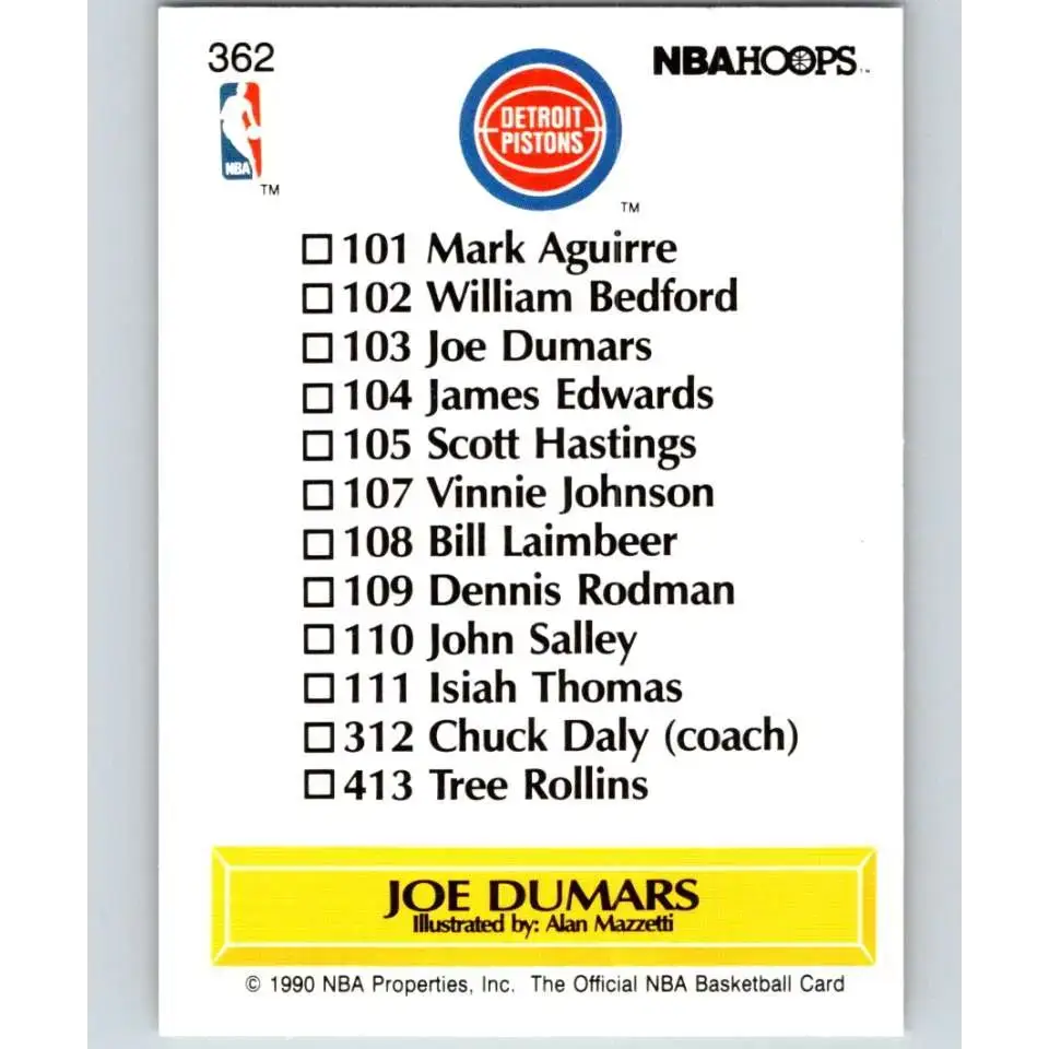1990-91 Hoops #362 Joe Dumars TC NM-MT Detroit Pistons Basketball Card - Basketball Card Single