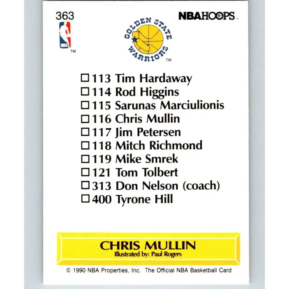 1990-91 Hoops #363 Chris Mullin TC NM-MT Golden State Warriors Basketball Card - Basketball Card Single