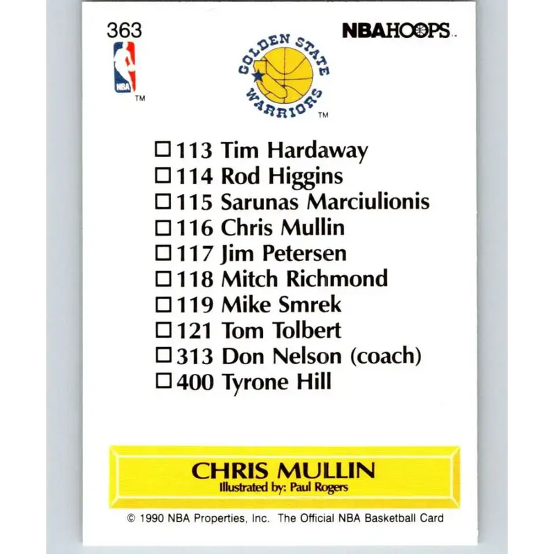 1990-91 Hoops #363 Chris Mullin TC NM-MT Golden State Warriors Basketball Card - Basketball Card Single