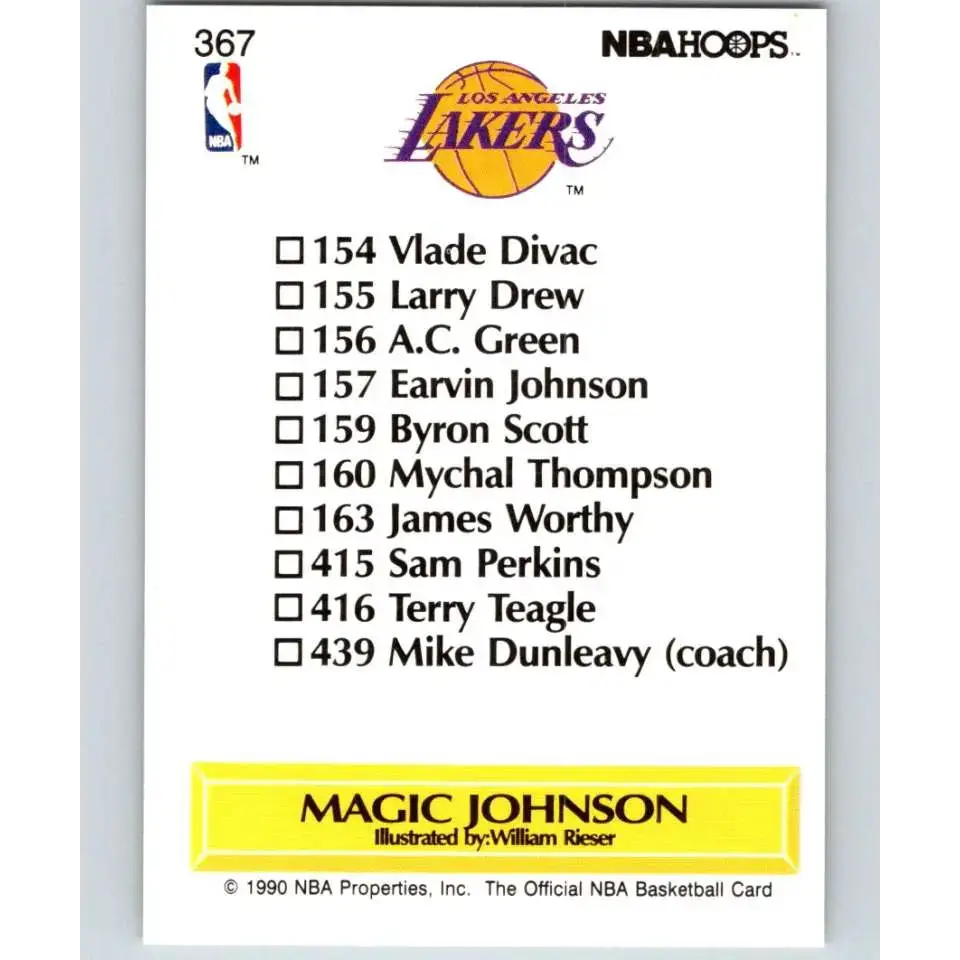 1990-91 Hoops #367 Magic Johnson TC NM-MT Los Angeles Lakers Basketball Card - Basketball Card Single