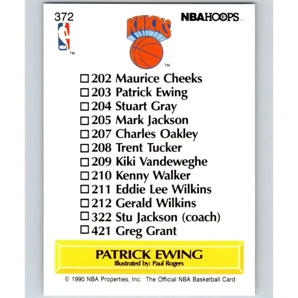1990-91 Hoops #372 Patrick Ewing TC NM-MT New York Knicks Basketball Card - Basketball Card Single