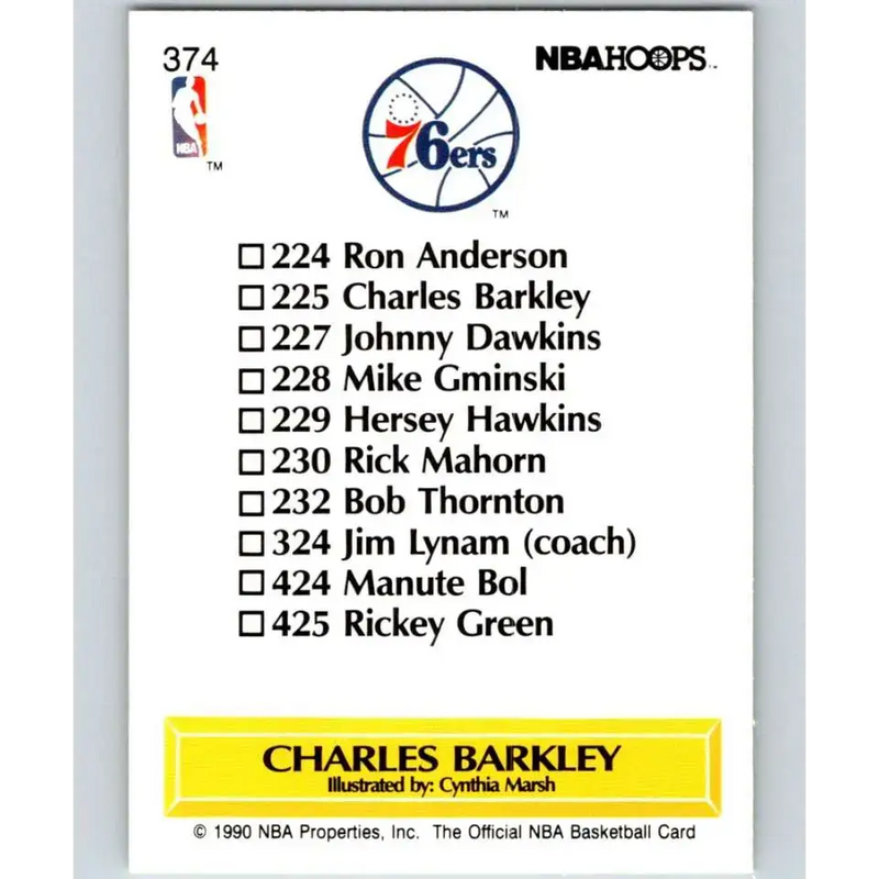 1990-91 Hoops #374 Charles Barkley TC NM-MT Philadelphia 76ers Basketball Card - Basketball Card Single