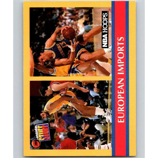 1990-91 Hoops #384 Vlade Divac/Sarunas Marciulionis NM-MT Los Angeles Lakers/Golden State Warriors Basketball Card