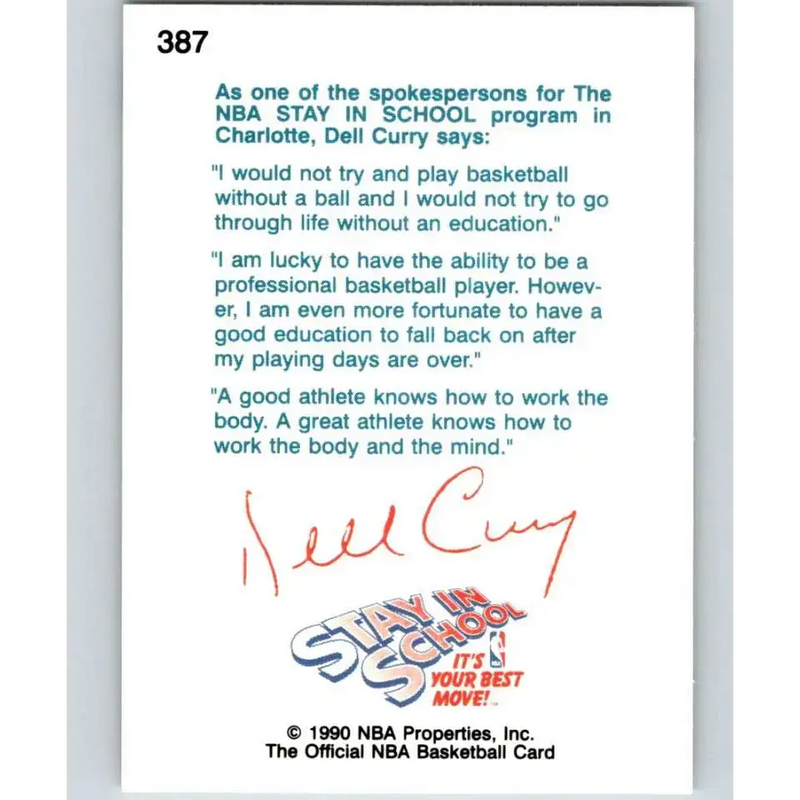 1990-91 Hoops #387 Dell Curry NM-MT Charlotte Hornets Basketball Card - Basketball Card Single