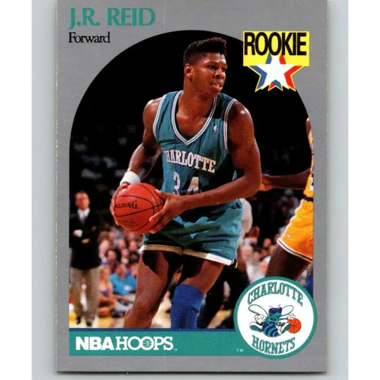 1990-91 Hoops #57 J.R. Reid NM-MT RC Rookie Charlotte Hornets Basketball Card - Basketball Card Single