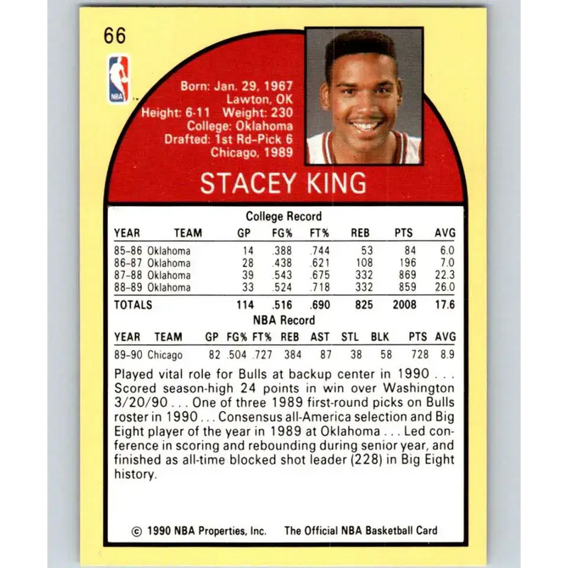 1990-91 Hoops #66 Stacey King NM-MT RC Rookie Chicago Bulls Basketball Card - Basketball Card Single