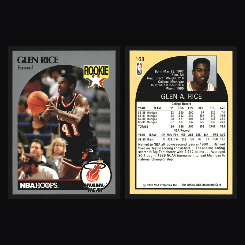 1990-91 NBA Hoops #168 Glen Rice Miami Heat RC