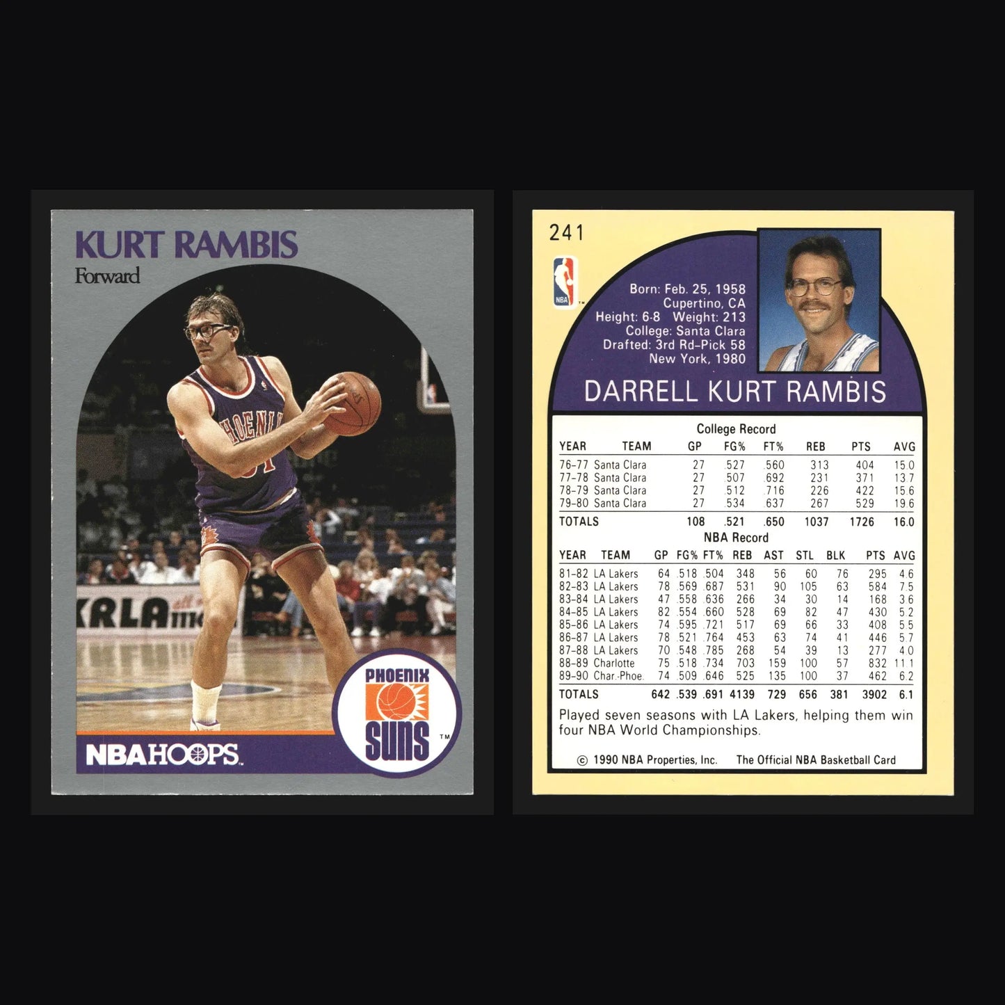 1990-91 NBA Hoops Kurt Rambis #241 Phoenix Suns - Basketball Card Single
