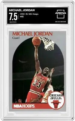 Graded NBA Hoops Michael Jordan 1990-91 #65 basketball card in Arena Club 7.5