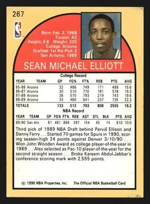 1990-91 NBA Hoops Sean Elliott #267 RC Rookie San Antonio Spurs - Basketball Card Single