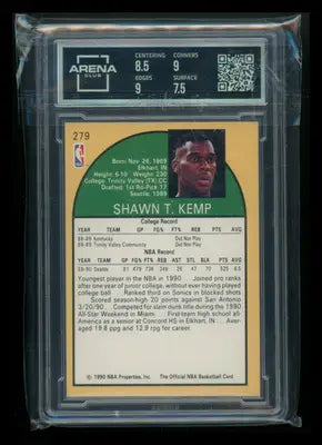 1990-91 NBA Hoops Shawn Kemp #279 Basketball Arena Club 8 - Basketball Card Single